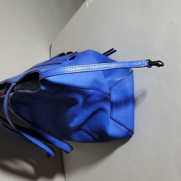 Rebecca Minkoff Bowery Leather Tote bag Electric Blue with Black Hardware purse - Picture 4 of 16